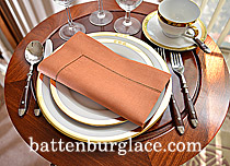 Burnt Orange Hemstitch Dinner Napkins. 18"x18"